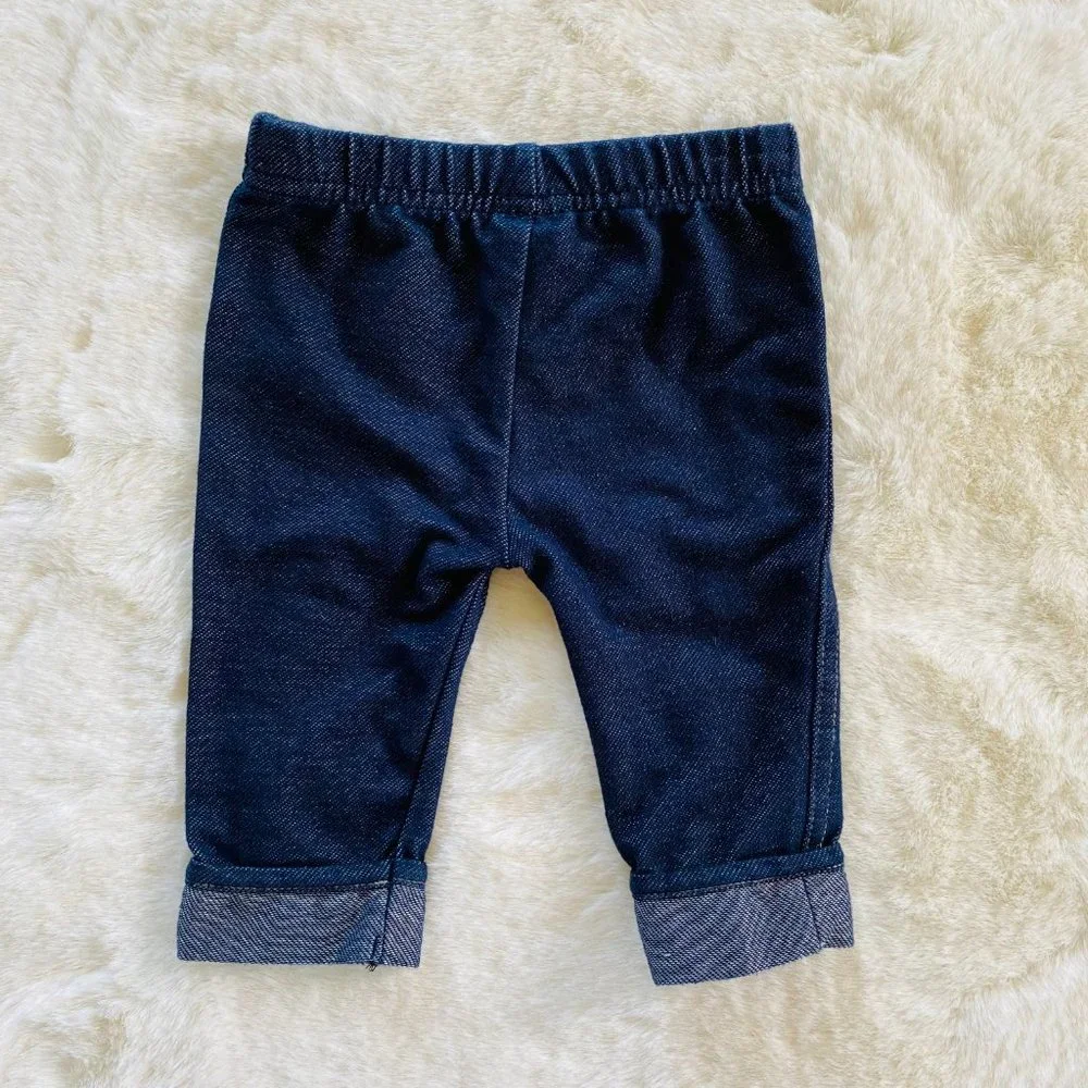 Girl’s Infant Outfit Size 12 months Butterfly Top Capri Denim Leggings - Picture 12 of 14